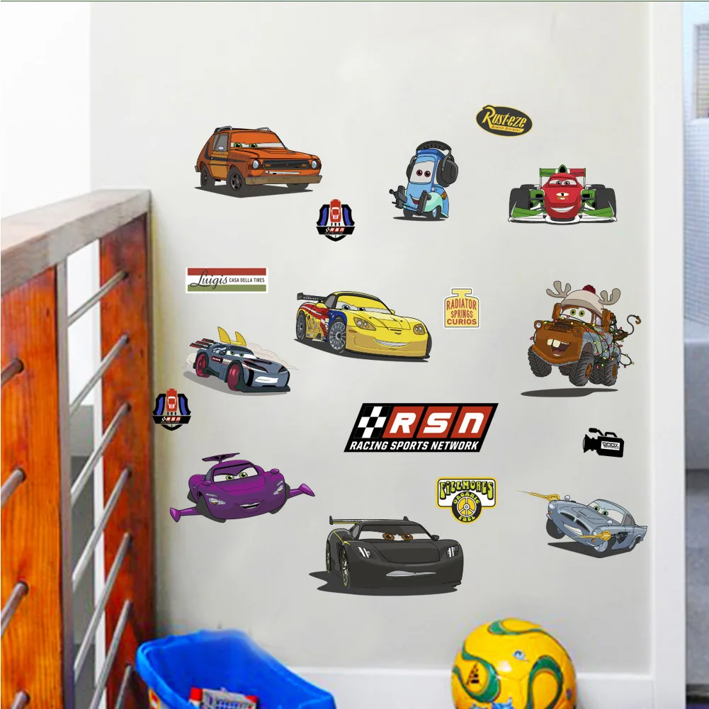 Disney car mobilization stickers children's room baby bedroom bedside background wall decoration PVC stickers