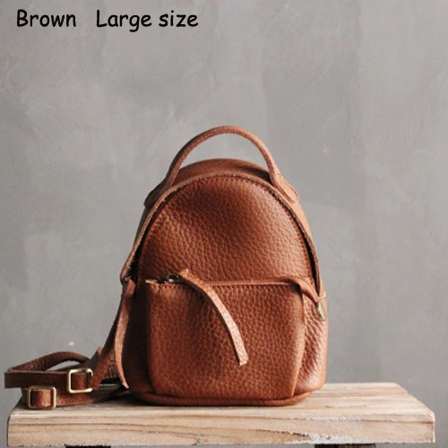 Новое поступление, маленький женский рюкзак из натуральной кожи, высокое качество, коровья кожа, маленькая школьная сумка для девочек, сумка через плечо - Цвет: Brown Small size