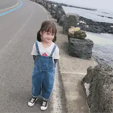 Новое поступление, джинсовые комбинезоны для мальчиков и девочек модные осенние джинсовые штаны для детей 1-6 лет, PX213