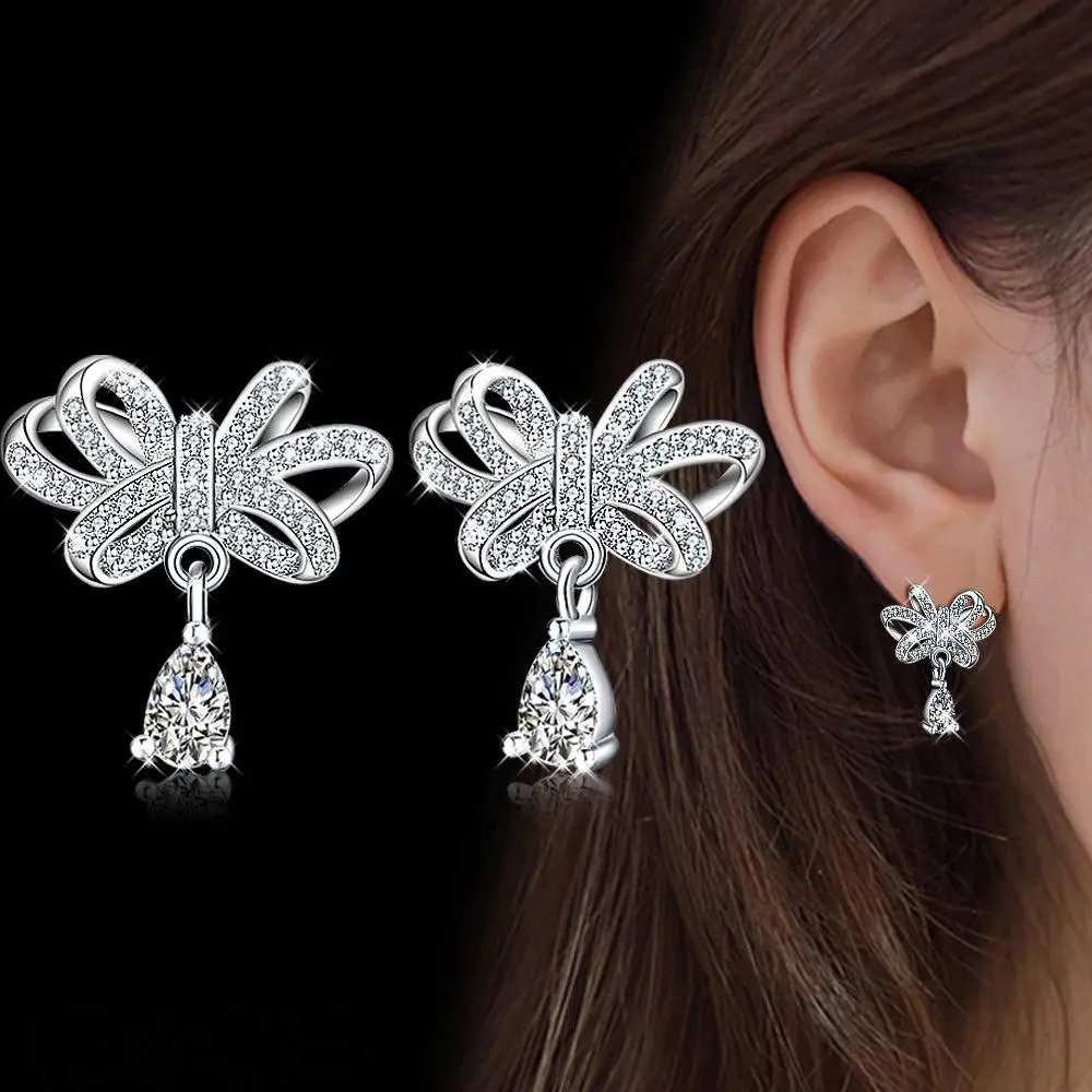 High end Fashion Stud Earrings For Women Bowknot Earring Earings 925
