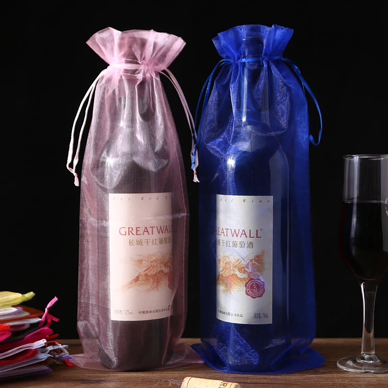 500pcs 15x37 см цвета: золотистый с завязками и рисовое вино сумки для Свадебная