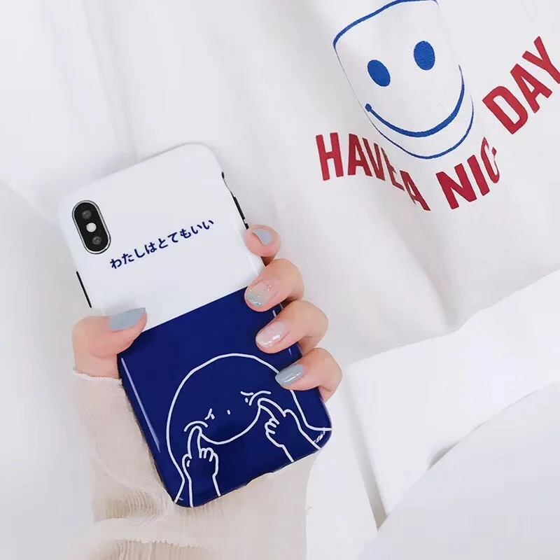 Kuutti Squishy Kawaii японские цитаты синие и белые мягкие чехлы на заднюю панель для iPhone 6
