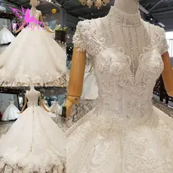 AIJINGYU длинные платья для свадьбы стили викторианской ручной вышивкой кружева настоящая фотография простое платье блеск свадебное платье