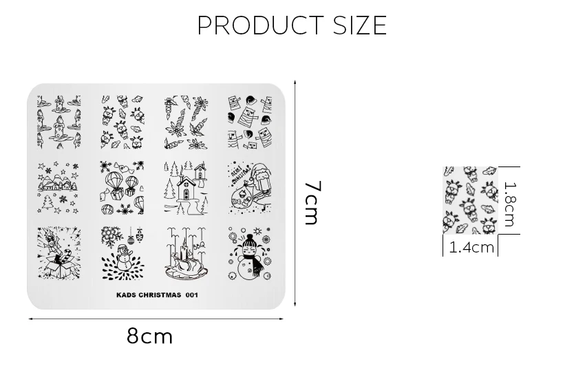 KADS ногтей штамповки пластины Рождественская серия из нержавеющей стали изображения ногтей пластины дизайн ногтей штамп шаблон трафареты печать для ногтей