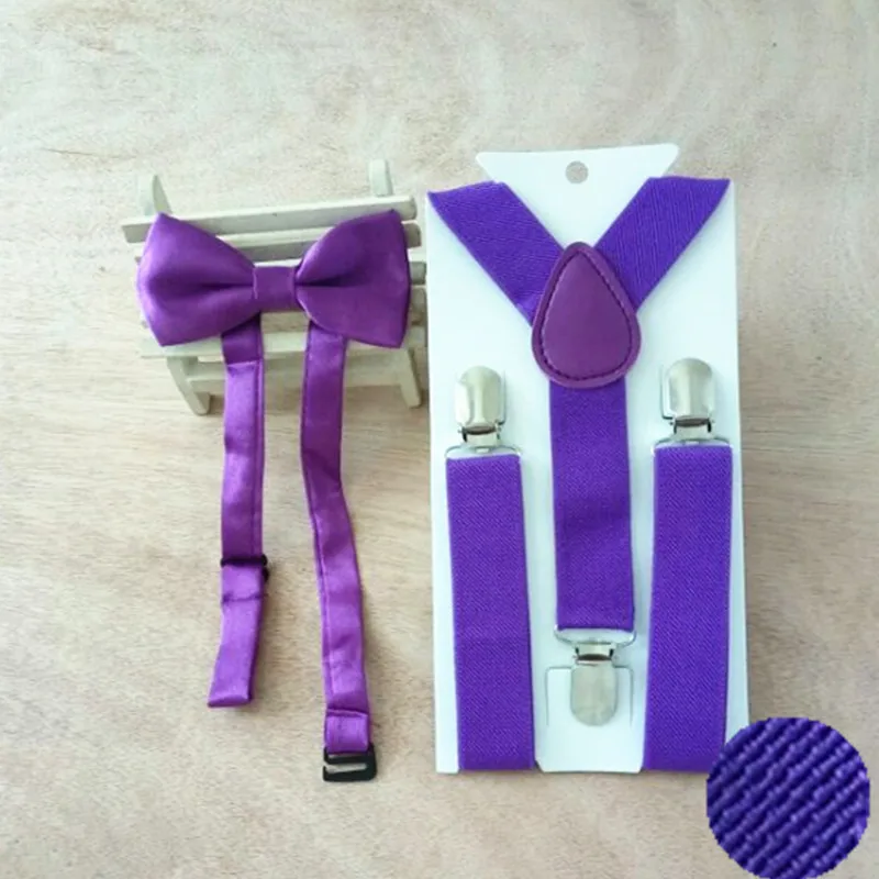 Lb001-s Размер ярких цветов Детская supenders и бабочкой комплекты y-обратно подтяжки для свадьбы - Цвет: light purple