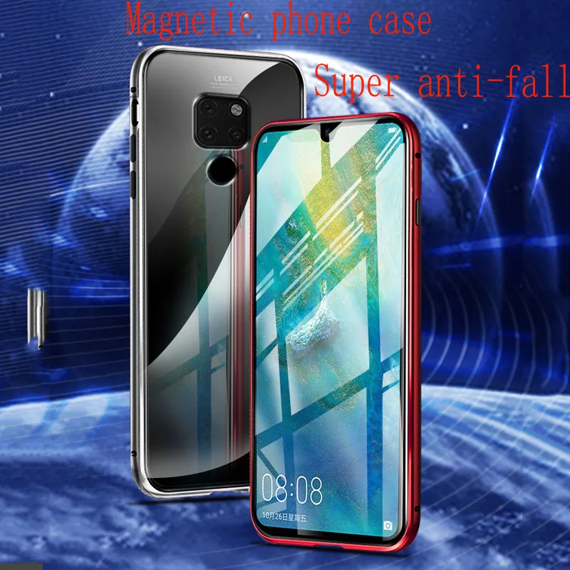 

Magnetic Adsorption Metal Phone case for huawei P30 20 Pro Lite Nova3i Mate10 20 Pro honor10 8X one Tempered Glass Magnet Cover