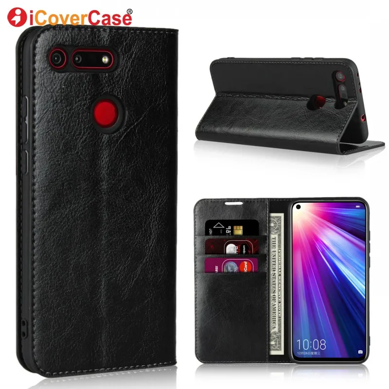 Wallet Cover For Huawei Honor View 20 Case Coque Luxury Genuine Leather Case for Huawei Honor View 