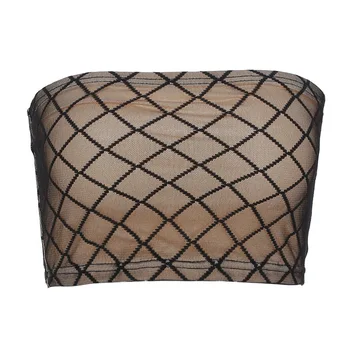 

Focal20 Streetwear Women Sexy Grids Strapless Tube Top Summer Cropped Tube Tops Fashion Backless Tube Top For Women