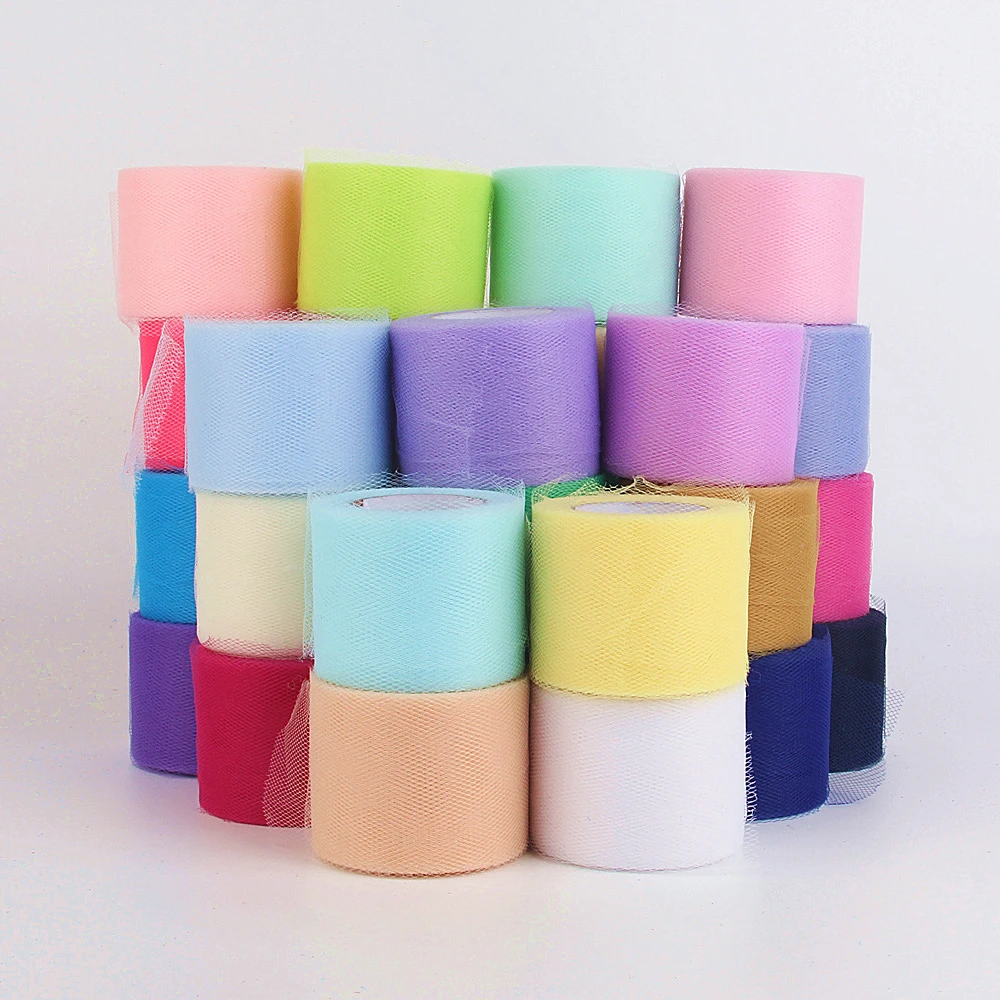 5cm Crystal Tulle Roll Organza Sheer Gauze Baby Shower Favor Wedding Car Decoration Party Home Garden Crafts Supplies 22m/lot