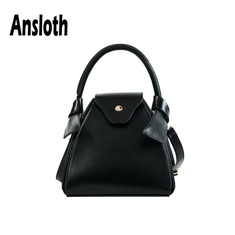 

Ansloth Triangle Shoulder Bag For Women Simple Solid Color Bucket Bag Ladies PU Leather Crossbody Bag Female Handle Bag HPS561