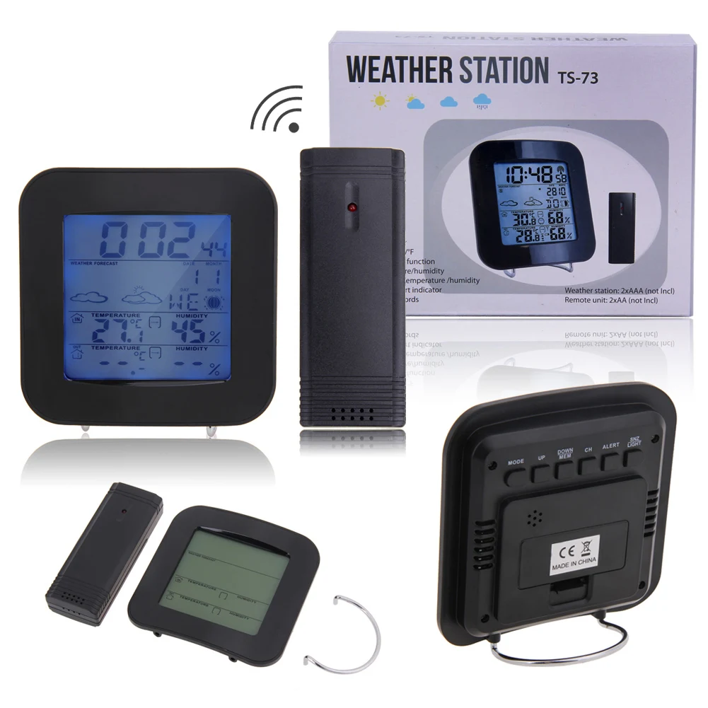 

Wireless Weather Station LED Temperature Clock Thermometer Humidity Meter LED Multi-functional Weather Station