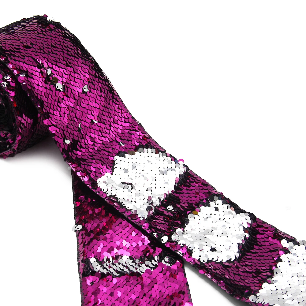 

New 60mm Fish Scale Sequin Reversible Sequins Tape Ribbon Fabric 2yards(can't continued),DIY handmade Gift Giving Cloth,2Yc3702