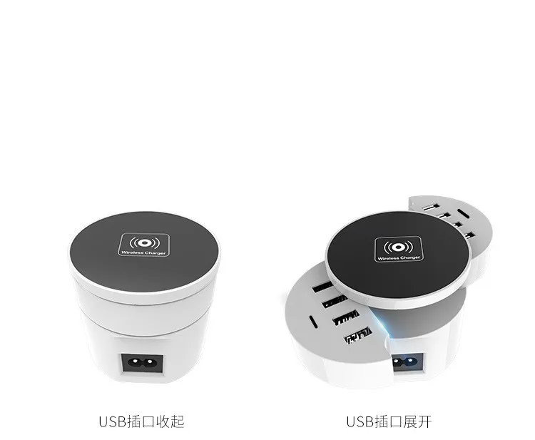 Foldable QI Wireless Charger Smart 8 Ports USB Type C Charger Station HUB EU US UK Plug Power Adapter Socket Strip Phone Charger