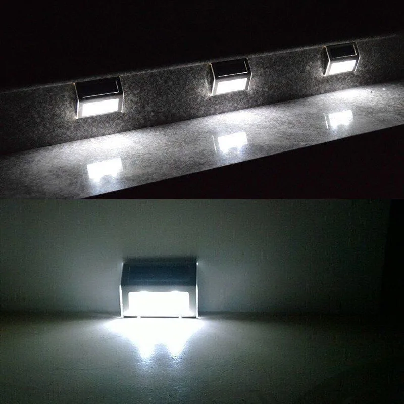 

Lumiparty 2 LED Solar Powered Wireless Stainless Steel Staircase Step White Lights For Home Garden Yard Modern Fixture Lighting