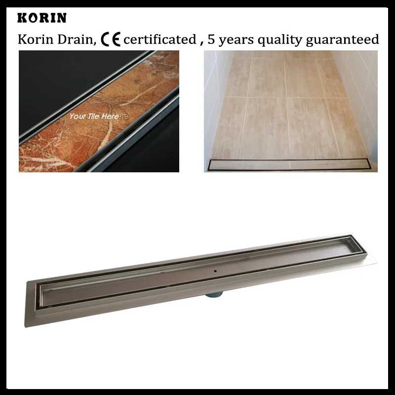 800mm "Tile" Style Stainless Steel 304 Linear Shower Drain, Vertical