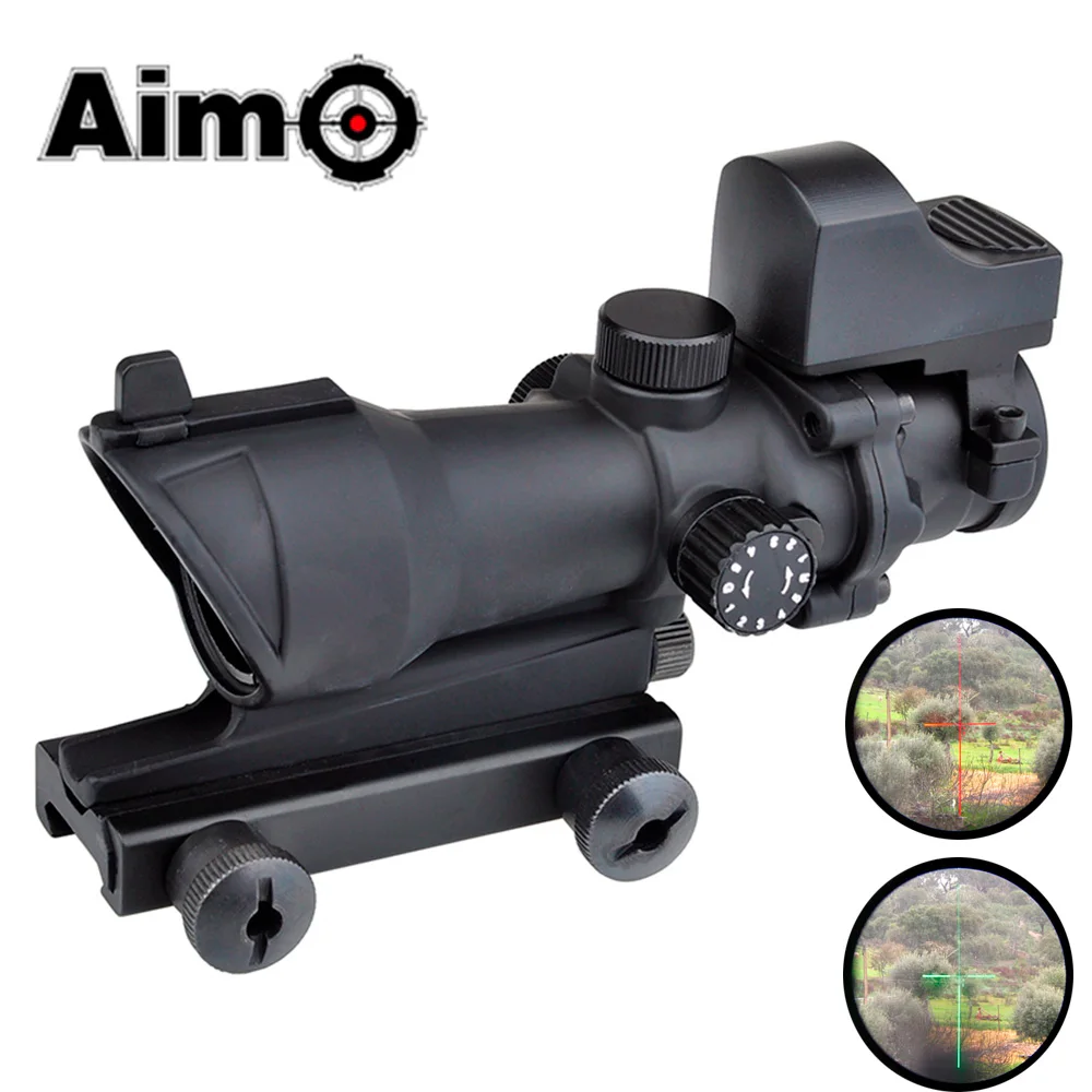 

Aim-O Tactical Telescope ACOG 4*32 Scope Red/Green Reticle with Mini Red Dot Collimator Sight Airsoft Hunting Riflescope AO5320