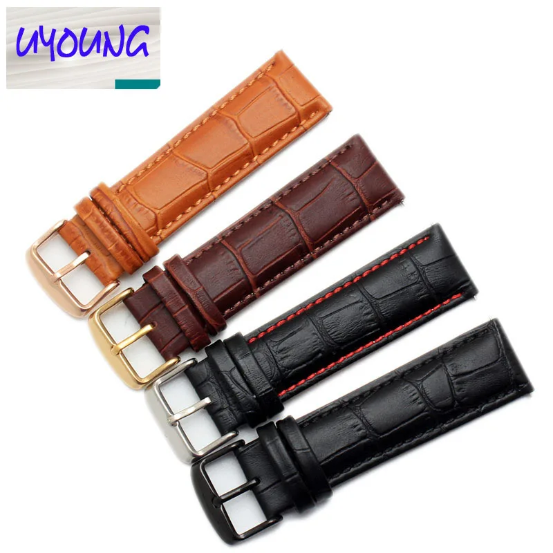 Uyoungwatch Fossil кожаный ремешок 22 мм темно коричневые кожаные часы с татуировкой crocs