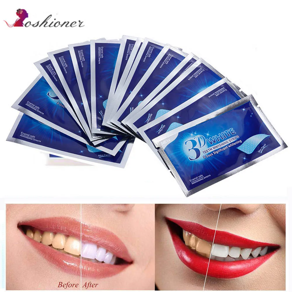

28PCS / 14 Pair 3D Teeth Whitening Strips Dental Safe Bleaching Tools Oral Hygiene Care Professional Remover of Teeth Stain