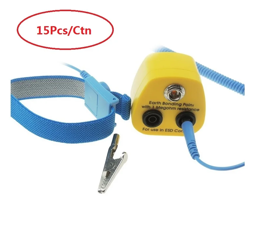 15 Sets ESD HQ ABS Antistic Allergic Wrist Band Strap With Earth