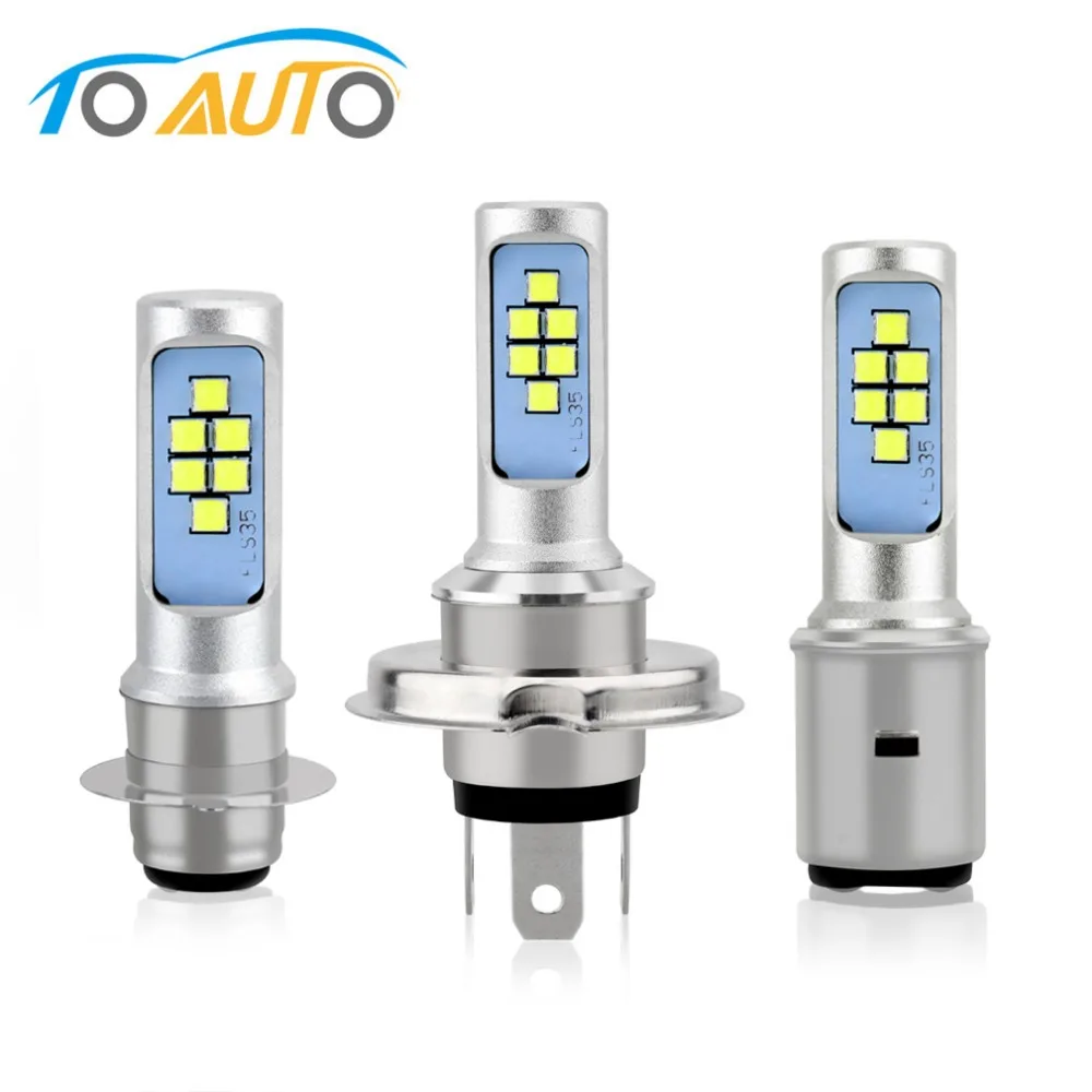 

H4 BA20D LED H6 P15D LED Motorcycle Headlight Bulbs Canbus Fog Lights 12SMD 1200LM Hi/low Driving Lights DRL Scooter Lamp White