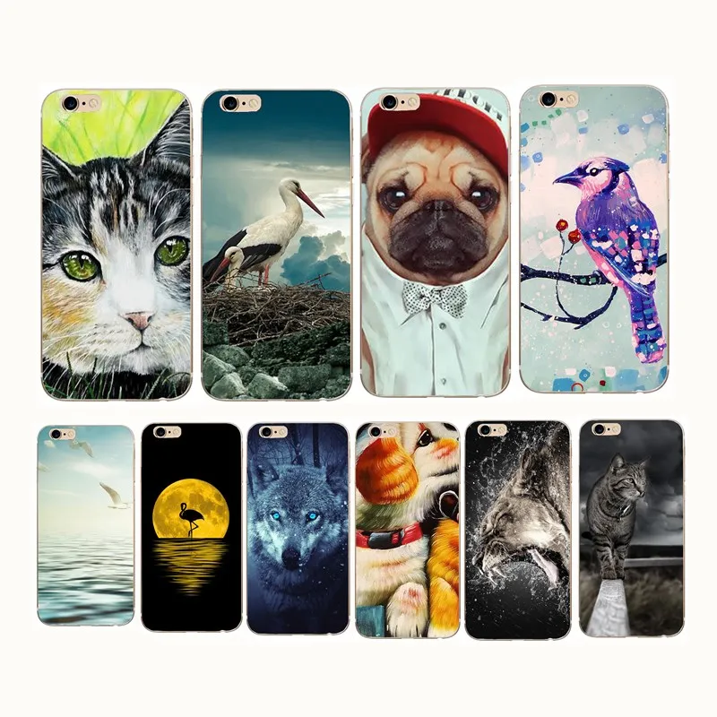 3D Animals Painting Soft Silicon Case Funda For iPhone 6 7 Luxury TPU 6S 8 X Plus 5 5S SE Wolf Cover |