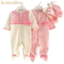 Стиль принцессы; Одежда для новорожденных девочек; детское платье для дня рождения; кружевные комбинезоны для девочек+ шапки; комплекты одежды для малышей; комбинезон для младенцев; подарки