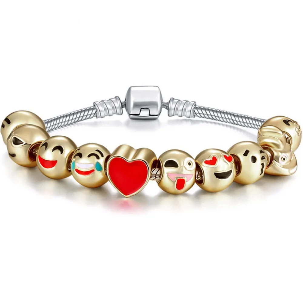 Emoji Cartoon Smiling Face Alloy Beads Bracelet Fashion Bracelet Bangle