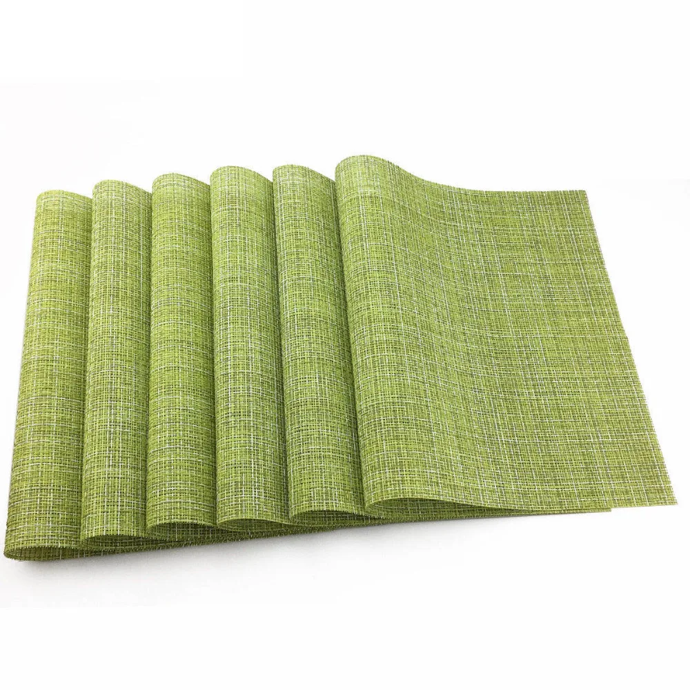 

6PCS Dinner Placemat Pvc Dining Table Mat Disc Pads Green Decoration TableMat Tableware PVC Placemat Kitchen Dinning Bowl Mat
