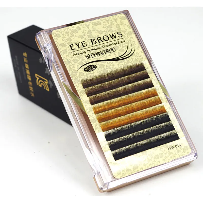 

Professional 0.10 mm J Curl Individual black brown color Mink Eyebrow Extensions Natural Permanent Eyebrow 4mm