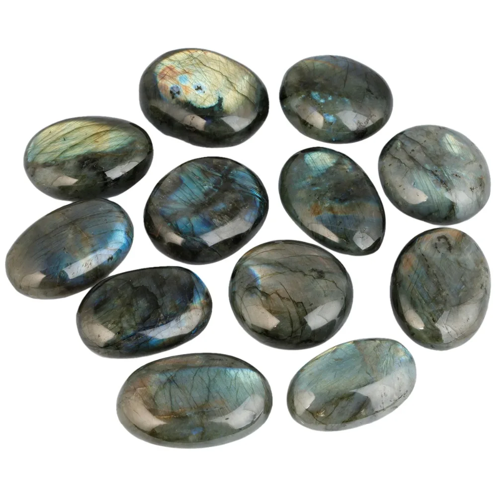 

TUMBEELLUWA 1Pc Natural Labradorite Palm Stone Crystal Healing Gem stone Pebble Worry Therapy Irregular Shape