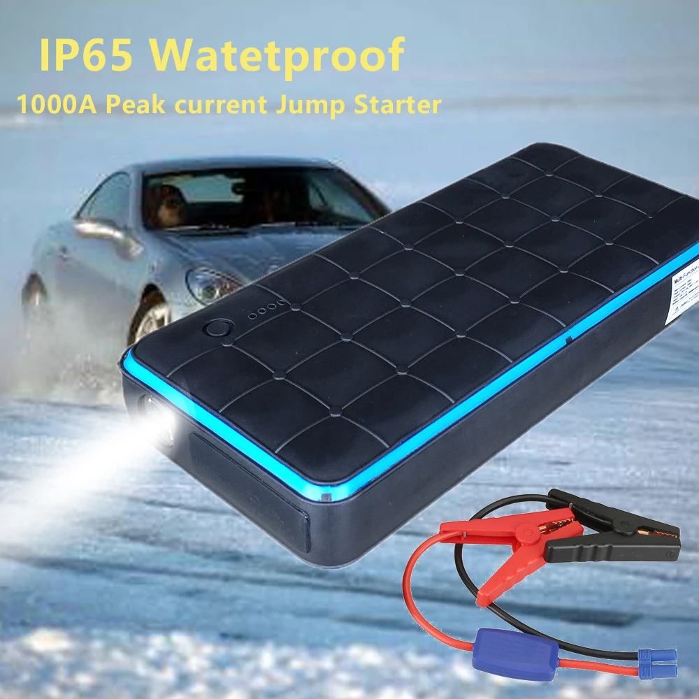 High IP65 Waterproof 1000A 12V Car Jump Starter Portable Power Bank Petrol 8.0L Diesel 6.0L Car Battery Booster Starting Device