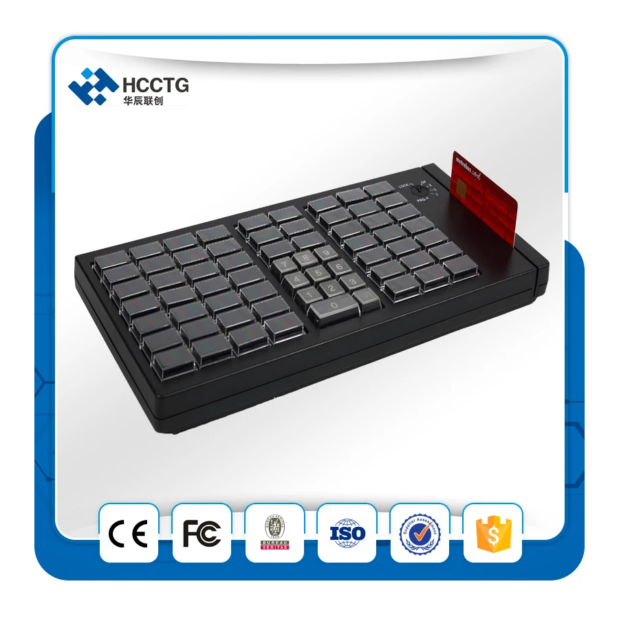 

2022 Hot Selling 66 Keys USB PS/2 Interface KB66 66 Keys POS Programmable Keyboard with Optional MSR Magnetic Card Reader Module