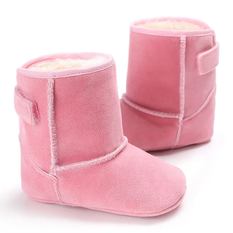 Модные зимние ботинки для маленьких девочек и мальчиков; пинетки для малышей с мягкой подошвой; обувь для новорожденных - Цвет: Розовый