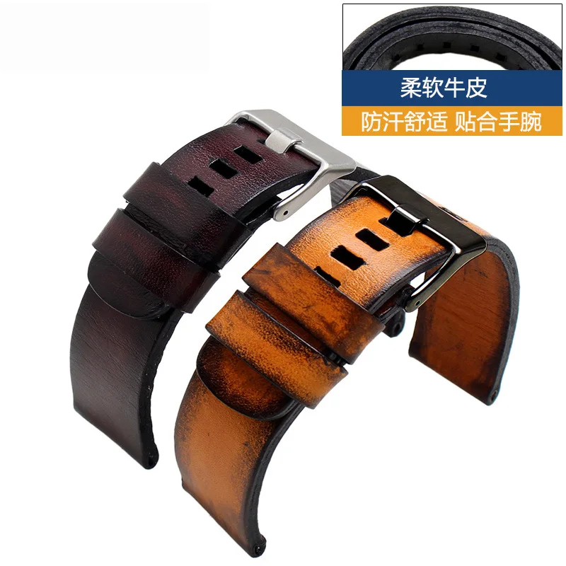 

NEW Arrivals Handmade vintage watch straps for DZ7268 DZ7396 7312 7332 24 26 28mm+Free shipping