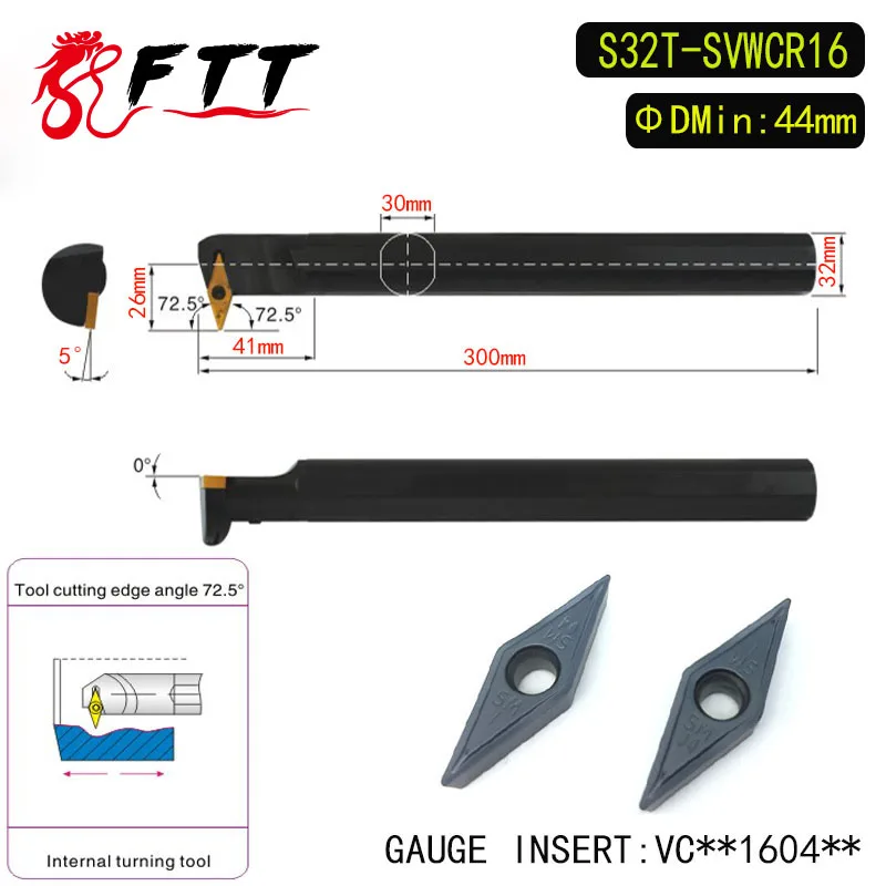 S32t-svwcr16 72.5 градусов внутренний Расточные Инструменты держатель для vcmt160404 vcmt160408 вставить внутренний борштанги Токарные станки машины