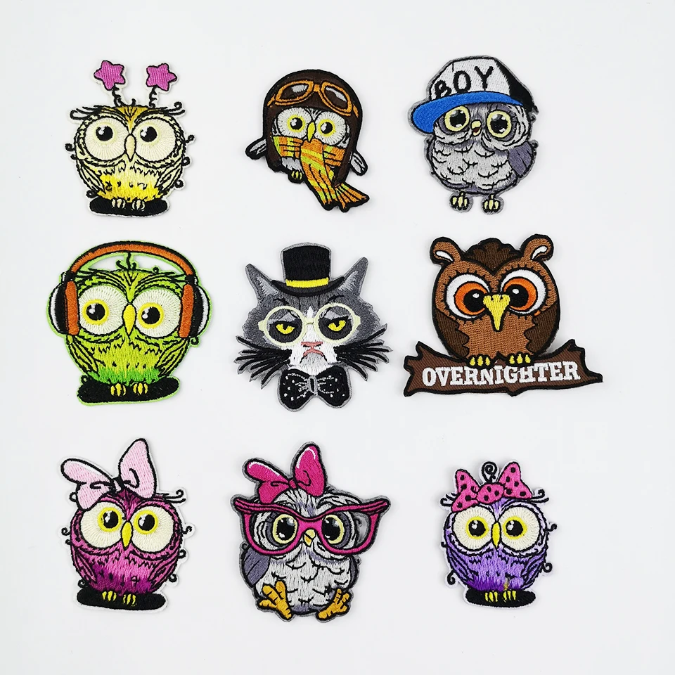 Owl Bird Patch Embroidered Cartoon Iron On Patches Garment Kids 3d