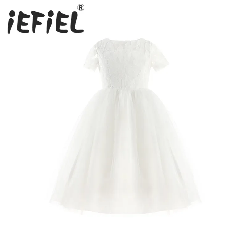 

2-14Y Girls Flower Dress First Communion Dresses Kids Pageant Party Wedding Bridesmaid Ball Gown Prom Princess Formal Dress