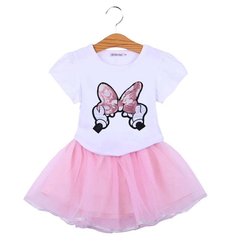 

Summer Girls Clothing Sets Minnie Mickey High-quality Pure Cotton T-shirt + Skirt Girls Suit Toddler Girl clothes Tutu Clothing