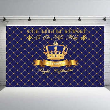 

Vinyl Photography Backdrops Happy Birthday Baby Shower photo Backgrounds 5x7ft Backdrops for photo studio Royal family Crown