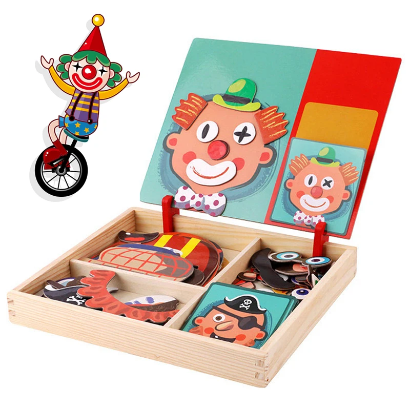 

Puzzle Game Wooden Toys for Children Multi-function Puzzle Magnetic Patch