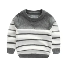 Детский Теплый свитер; свитера в полоску для мальчиков; детский пуловер; осень г.; вязаные топы для маленьких мальчиков; свитер для маленьких мальчиков; зимняя одежда