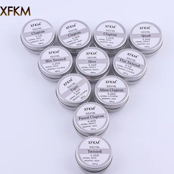 

XFKM 10pcs SS316L Alien Tiger Fused Clapton HIVE Prebuilt Coil For RDA RTA Atomizer Electronic Cigarette Accessories