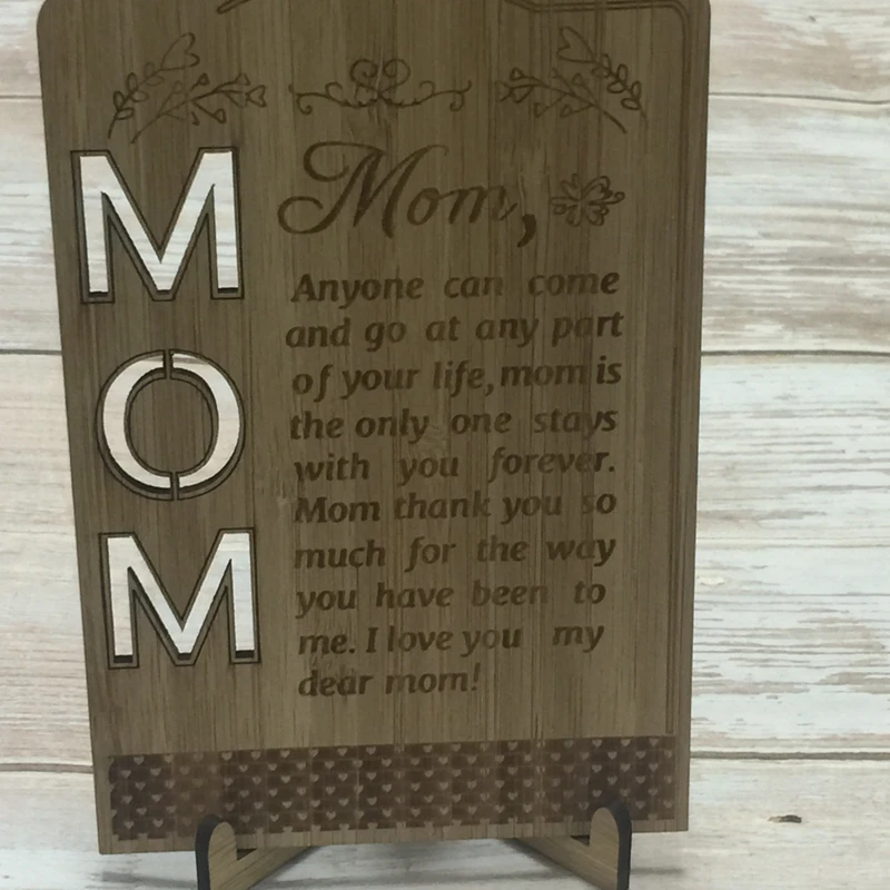  laser cut engraved mother day greeting card bamboo wood greeting card mothers day gift (6)