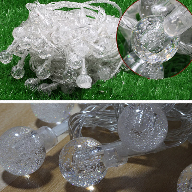5 M 20 LED Festoon luces de hadas bola de cristal de plástico luz de la secuencia guirnalda impermeable Navidad Holiday luces led decoracion 5 M 20 LED Festoon luces de hadas bola de cristal de plástico luz de la secuencia guirnalda impermeable Navidad Holiday luces led decoracion