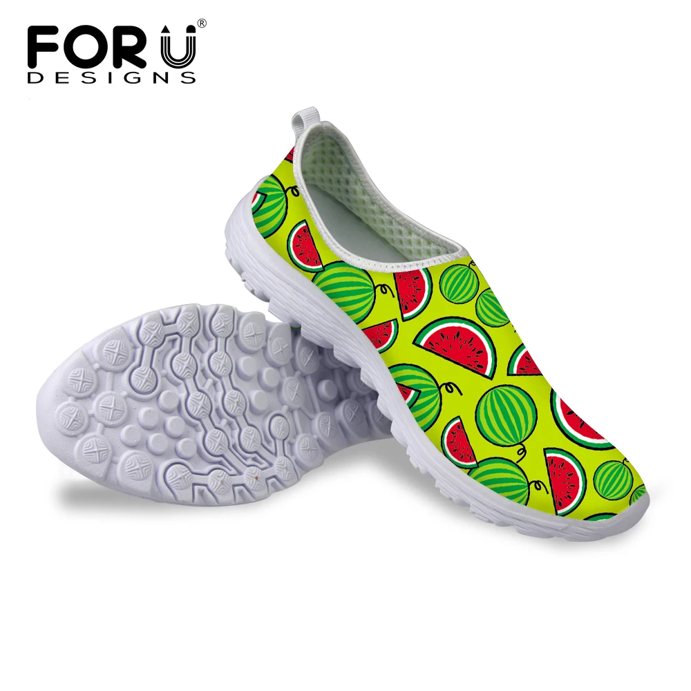 

FORUDESIGNS Watermelon Pattern Fashion Light Shoes Woman Summer Mesh Shoes 2018 Breathable Sneakers Girls Flat Casual Shoes