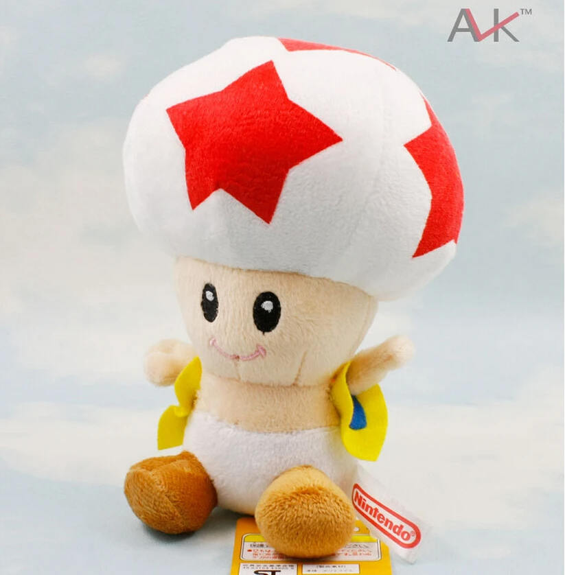 

Free Shipping Super Mario Anime Games 16cm Star Mushroom People Plush Toy Plush Doll