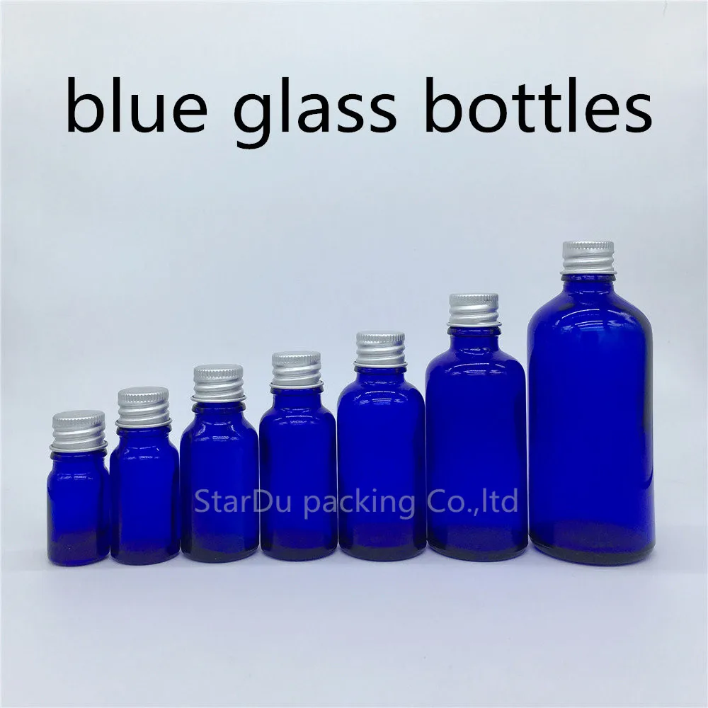 5ml 10ml 15ml 20ml 30ML 50ml 100ml Blue Glass Bottle Essential Oil With Aluminum Cover Perfume Bottles | Красота и здоровье