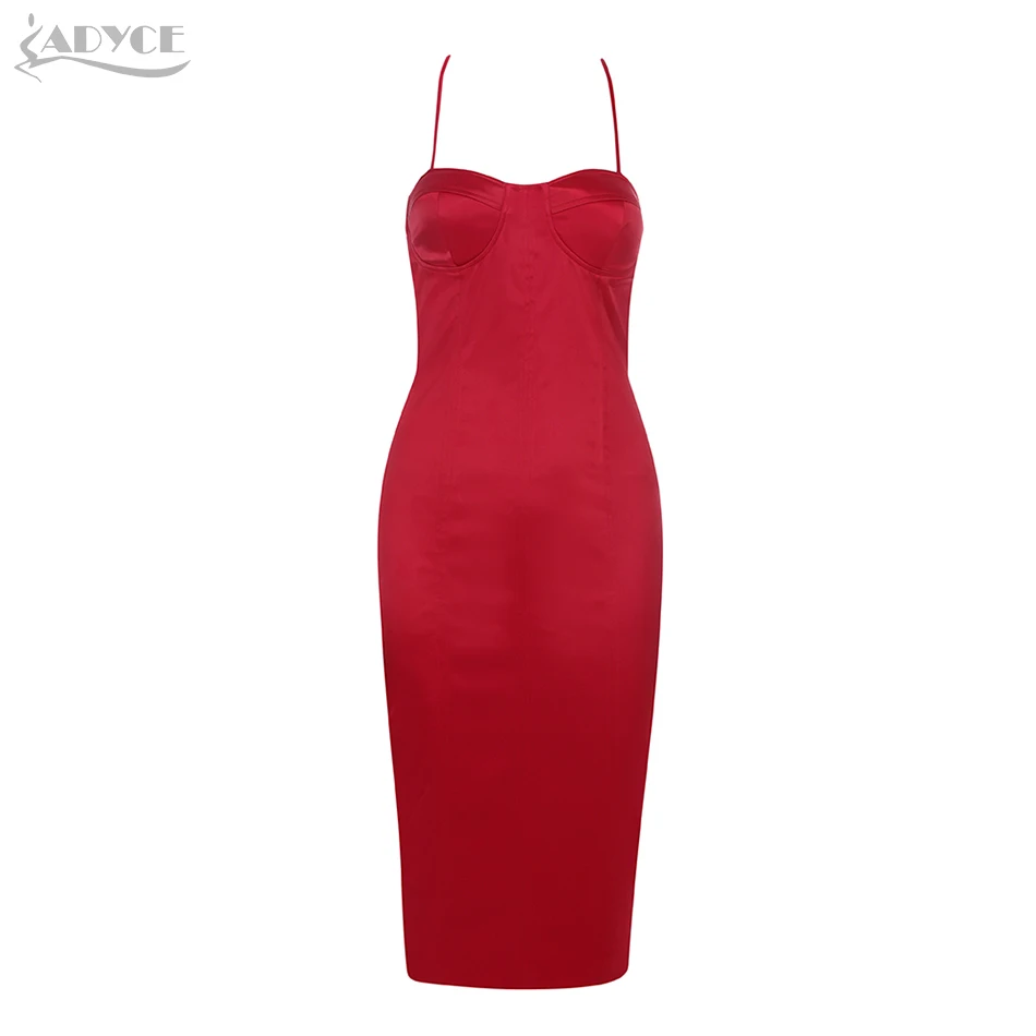 

Adyce 2019 New Summer Red Bodycon Dress Women Vestido Sexy Spaghetti Strap Sleeveless Club Midi Celebrity Evening Party Dresses