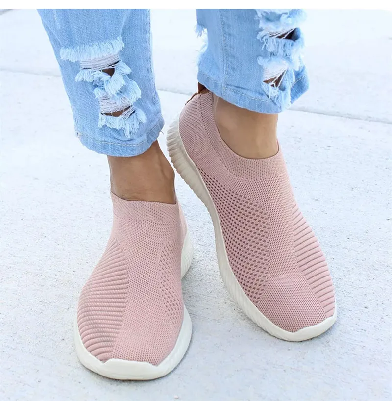 

Women Plus Size Autumn Sneakers Female Vulcanized Shoes Casual Slip On Flat Shoes Female Air Mesh Flats Soft Walking Footwear 43