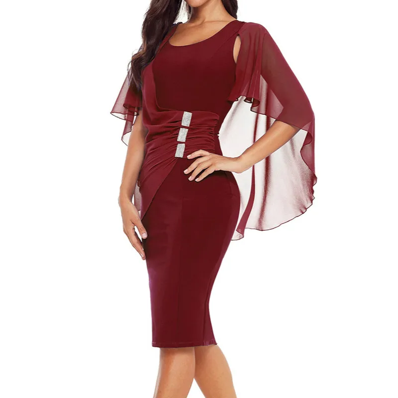 Buy 2019 Capelet Knee Length Fitted Party Dress Women